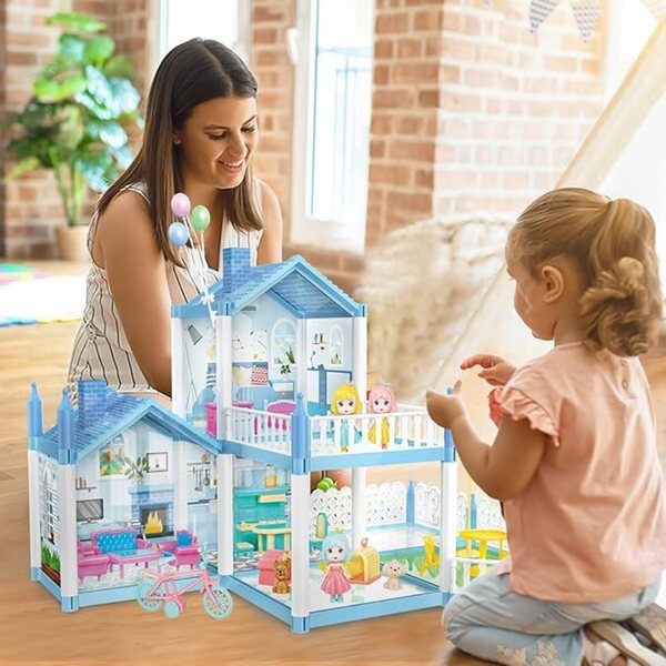 Grande Casa per Bambole 3 Stanze con Mobili e Accessori - Gioco Creativo e Didattico
