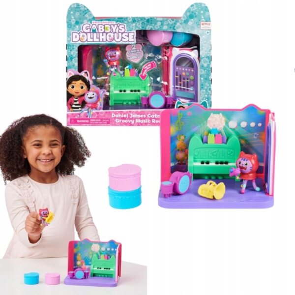 Deluxe-Set Gabby's Dollhouse – DJ Miauou Musikzimmer mit Zubehör und Karaoke-Szene