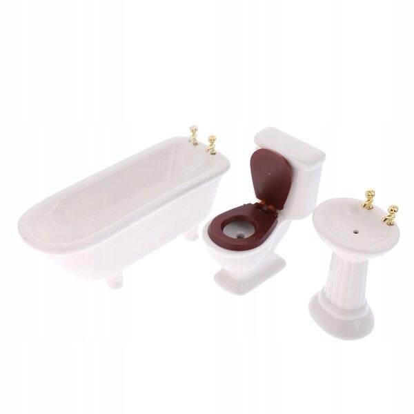 Ensemble miniature de salle de bains en porcelaine pour maison de poupée à l’échelle 1:12