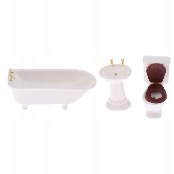 Ensemble miniature de salle de bains en porcelaine pour maison de poupée à l’échelle 1:12