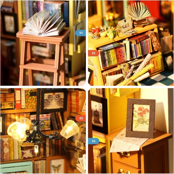 Dollhouse in Legno con Luci LED - Miniatura da Montare DIY per Bambini e Adulti