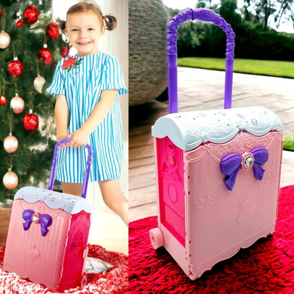 Casa delle bambole per bambini Sapphire - Valigia portatile per casa delle bambole con accessori su ruote