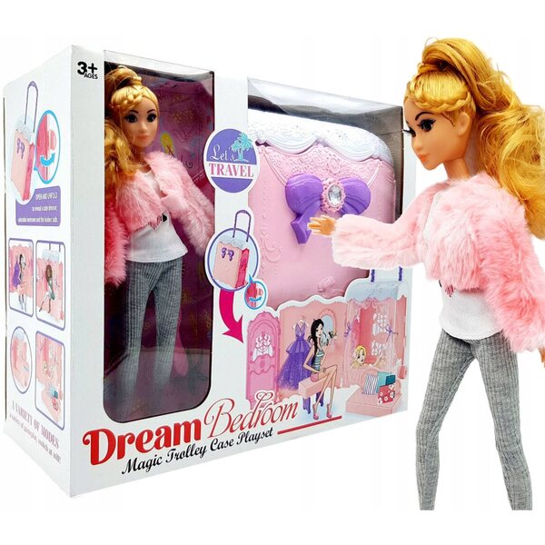 Casa delle bambole per bambini Sapphire - Valigia portatile per casa delle bambole con accessori su ruote