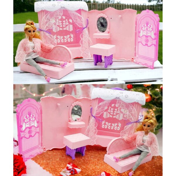 Casa delle bambole per bambini Sapphire - Valigia portatile per casa delle bambole con accessori su ruote