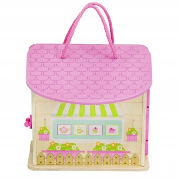 Casa delle bambole in legno Ho 25,5 cm - caffè portatile con accessori