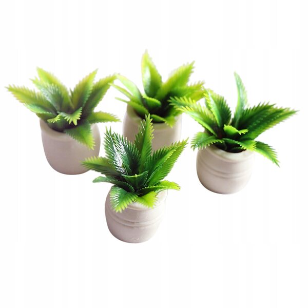Mini-Sago-Cycas-Pflanze im Topf für Puppenhaus im Maßstab 1:12, 4er-Set