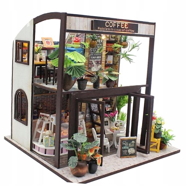 DIY Puppenhaus-Set aus Holz mit Möbeln und LED-Leuchten 1:24