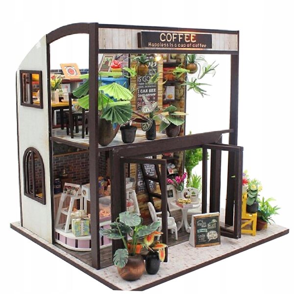 DIY Puppenhaus-Set aus Holz mit Möbeln und LED-Leuchten 1:24