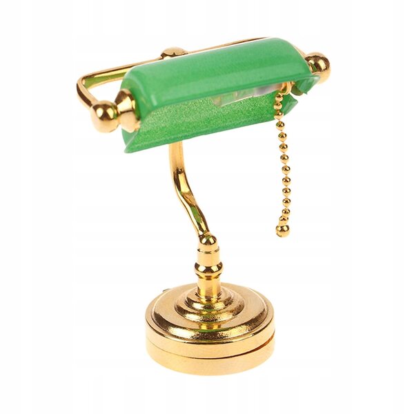 Lampe de table verte miniature vintage Dollhouse 1:12