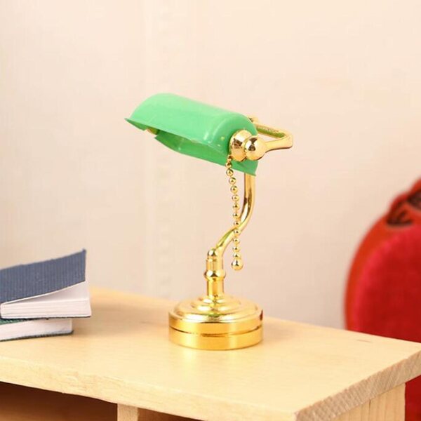 Lampe de table verte miniature vintage Dollhouse 1:12