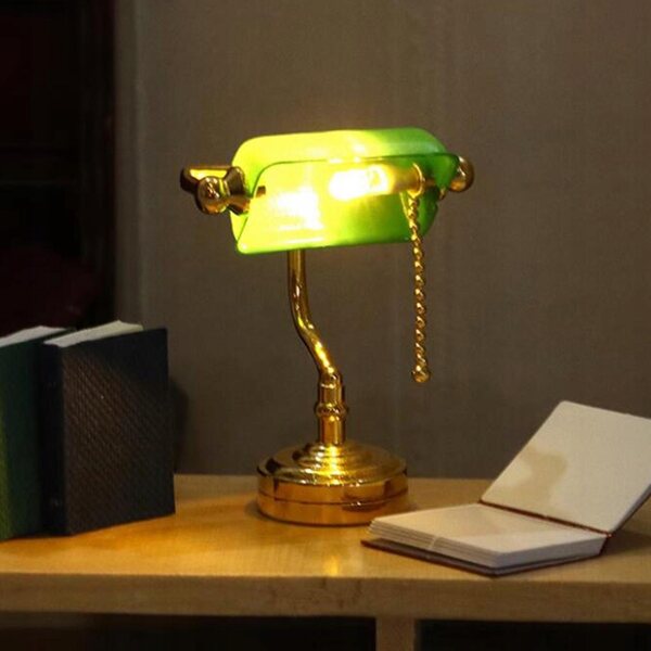 Lampe de table verte miniature vintage Dollhouse 1:12