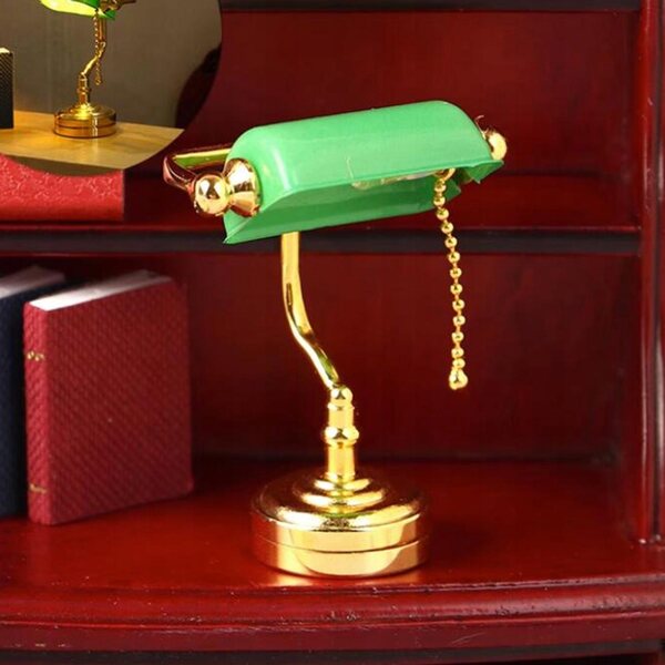 Lampe de table verte miniature vintage Dollhouse 1:12