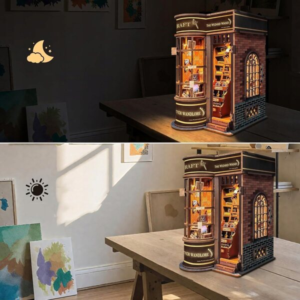 ZESTAW DIY REGAŁ NA KSIĄŻKI, MAGICZNY SKLEP, DIY, Z LED, DEKORACJA WNĘTRZ