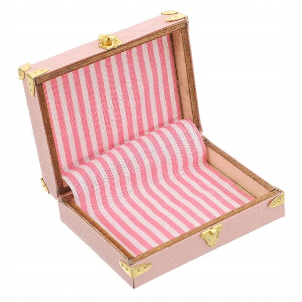 Mini valigia vintage rosa per casa delle bambole e oggetti in miniatura artigianali