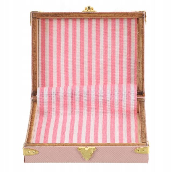 Mini valigia vintage rosa per casa delle bambole e oggetti in miniatura artigianali