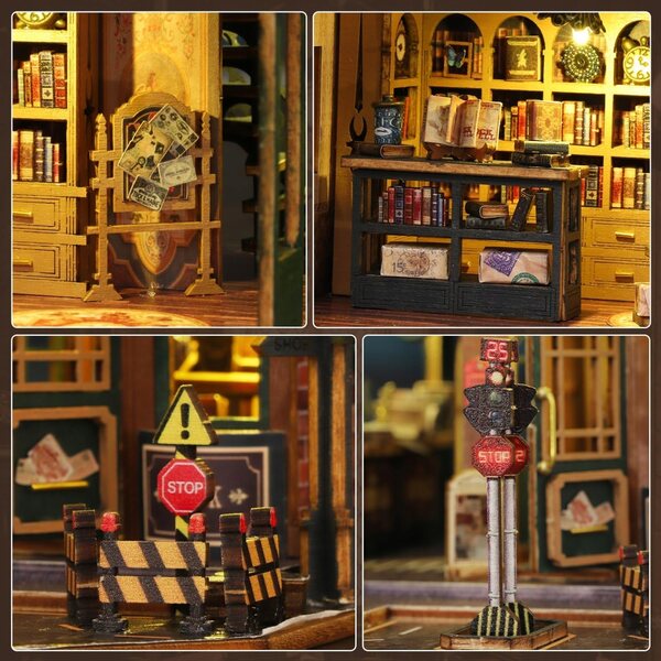 3D-Miniaturpuzzle Twilight Bücherregal aus Holz mit LED 431 Teile für Erwachsene und Kinder