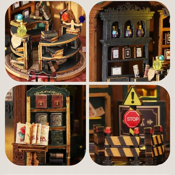 3D-Miniaturpuzzle Twilight Bücherregal aus Holz mit LED 431 Teile für Erwachsene und Kinder