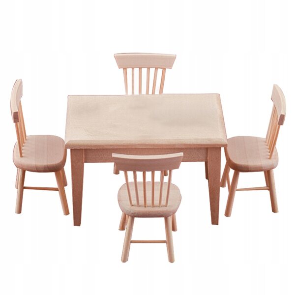 Ensemble miniature de table et chaises en bois 1:12 pour maison de poupée