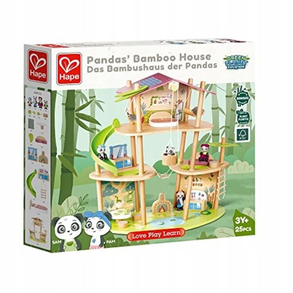 Green Planet Explorers Nachhaltiges Panda-Bambushaus aus Holz für Kinder