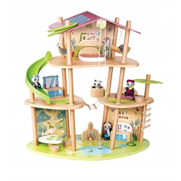 Green Planet Explorers Nachhaltiges Panda-Bambushaus aus Holz für Kinder