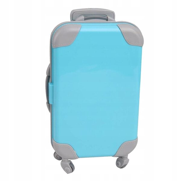 Mini valigia in legno per bambole 18" - accessorio viaggio blu per bambine
