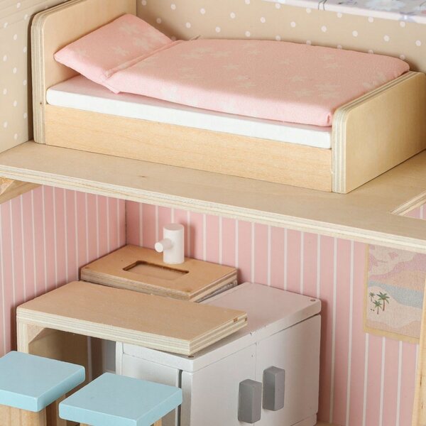 Koffer-Puppenhaus mit Holzmöbeln und tragbarem Zubehör für Kinder