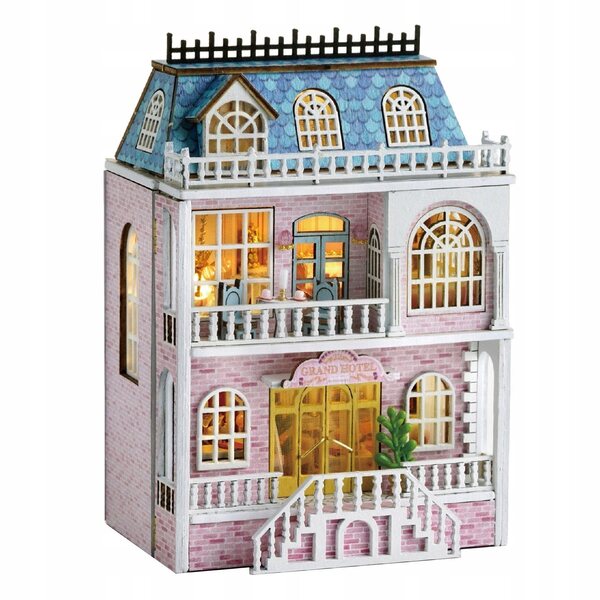 DIY Puppenhaus-Miniatur-Set aus Holz mit LED-Beleuchtung und Möbeln