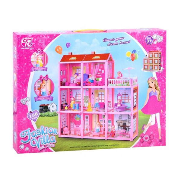 DOMEK DLA LALEK DUŻY 3 PIĘTRA MEBLE TARAS LALKA AKCESORIA PREZENT 65CM