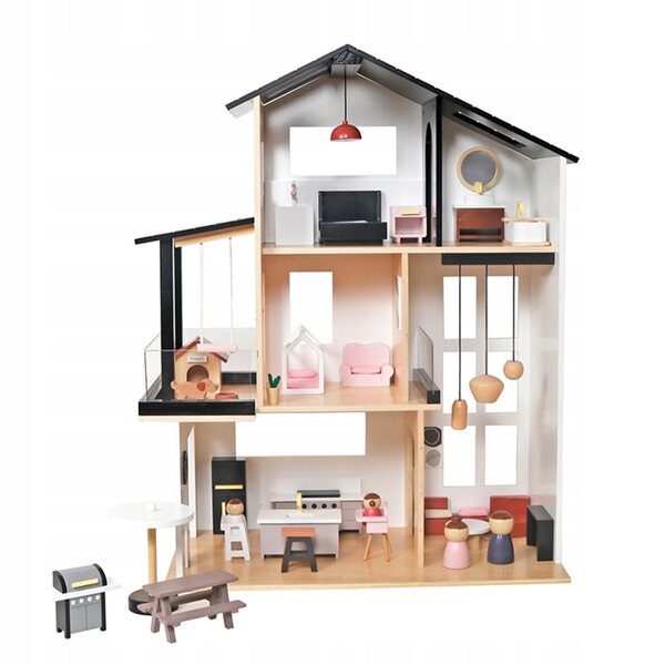 Villa DOLLHOUSEwood grande casa delle bambole in legno con 49 accessori