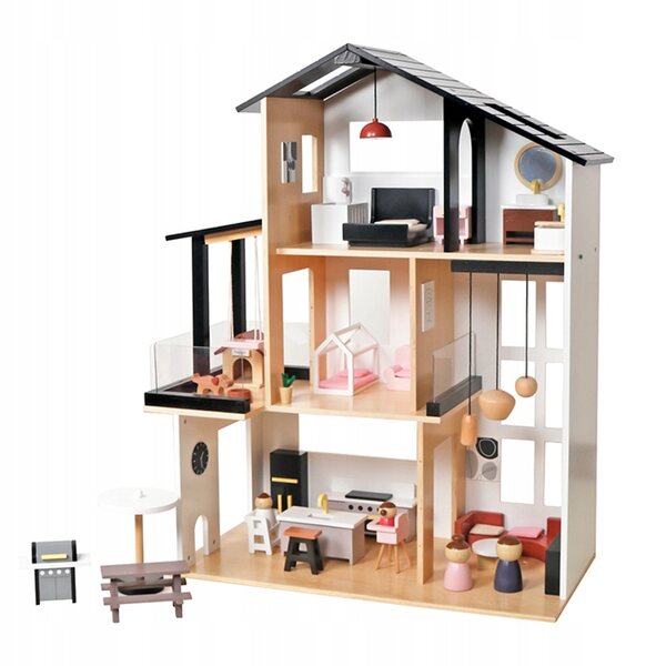 Villa DOLLHOUSEwood grande casa delle bambole in legno con 49 accessori