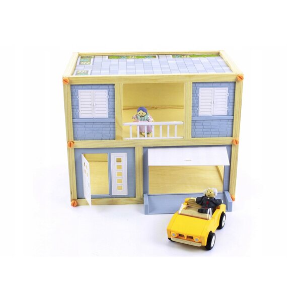 CITY Puppenhaus aus Holz mit Garage und Auto, für Kinder ab 3 Jahren