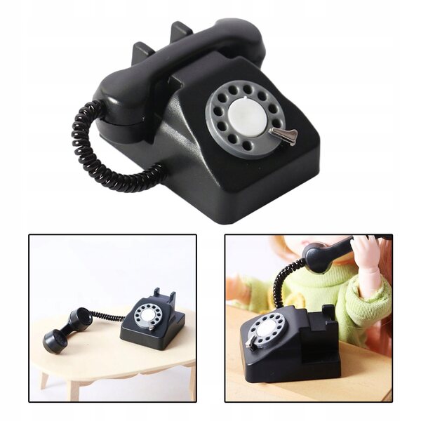 1:12 schaal Dollhouse miniatuur desktoptelefoon, vintage model