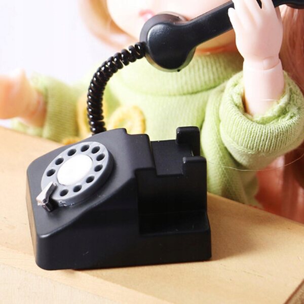 1:12 schaal Dollhouse miniatuur desktoptelefoon, vintage model