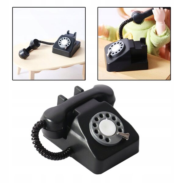 1:12 schaal Dollhouse miniatuur desktoptelefoon, vintage model