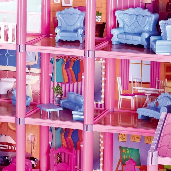 Großes Matadi Villa Puppenhaus 65 cm mit 306 Teilen und farbenfrohem Zubehör