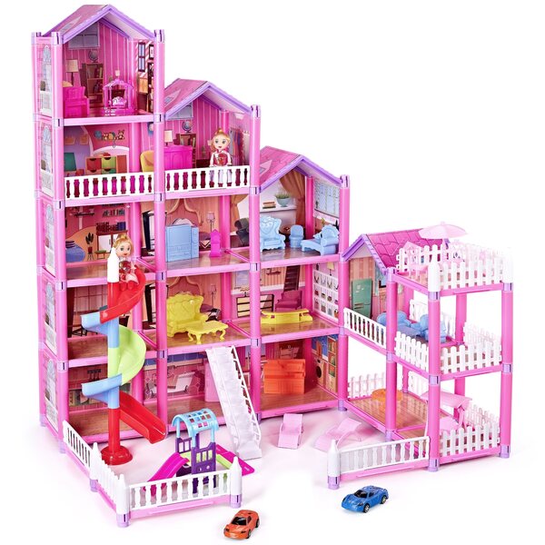 Grande casa delle bambole Matadi Villa 65 cm con 306 pezzi e accessori colorati