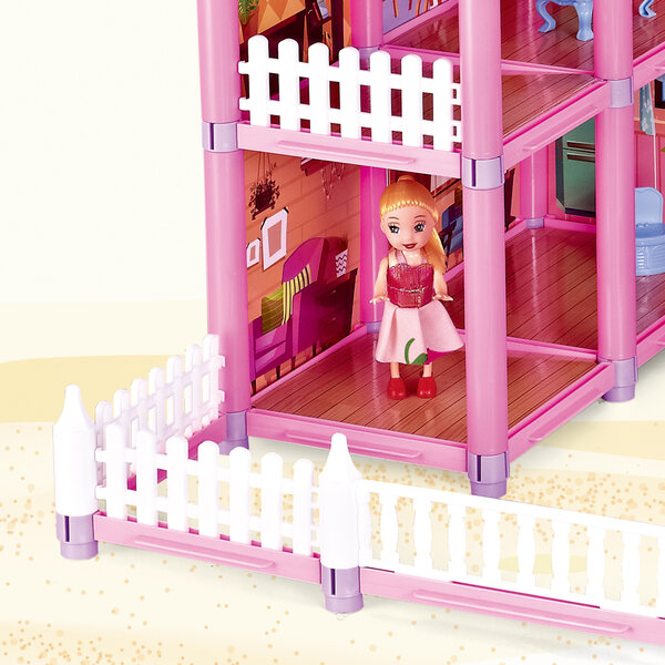 Grande casa delle bambole Matadi Villa 65 cm con 306 pezzi e accessori colorati