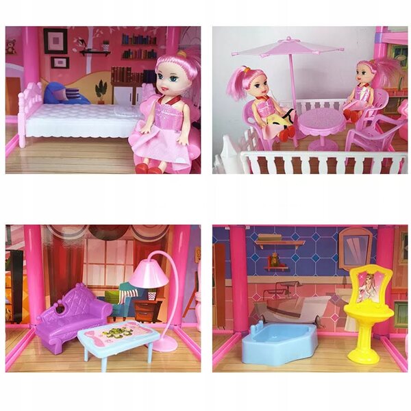 Grande casa delle bambole Matadi Villa 65 cm con 306 pezzi e accessori colorati