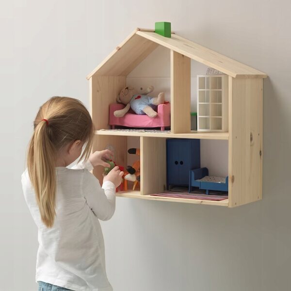 FLISAT IKEA casa delle bambole in pino come mensola da parete per bambini