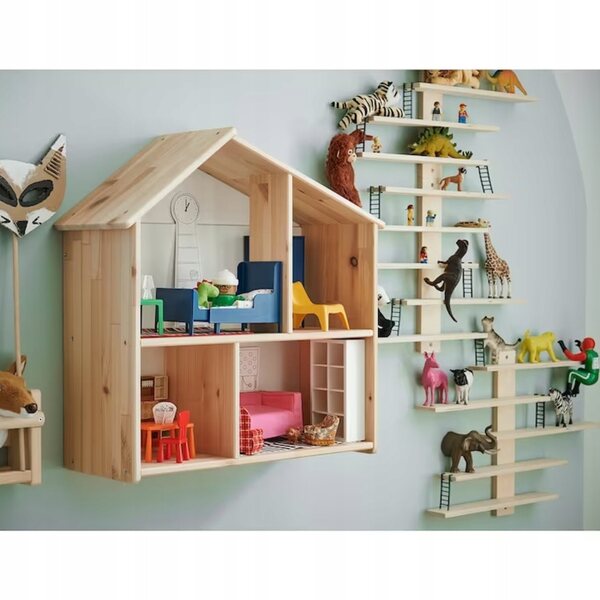 FLISAT IKEA casa delle bambole in pino come mensola da parete per bambini