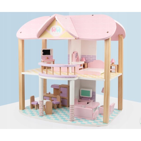 Bino Dorothy Puppenhaus aus Holz, zweistöckiges Puppenhaus aus Holz mit Möbeln