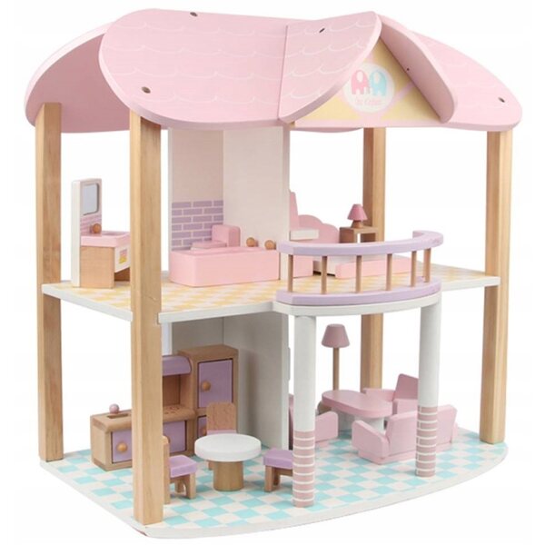 Bino Dorothy Puppenhaus aus Holz, zweistöckiges Puppenhaus aus Holz mit Möbeln