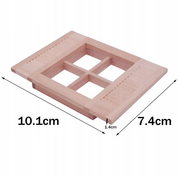 Finestre in legno di betulla non verniciate per casa delle bambole 1:12