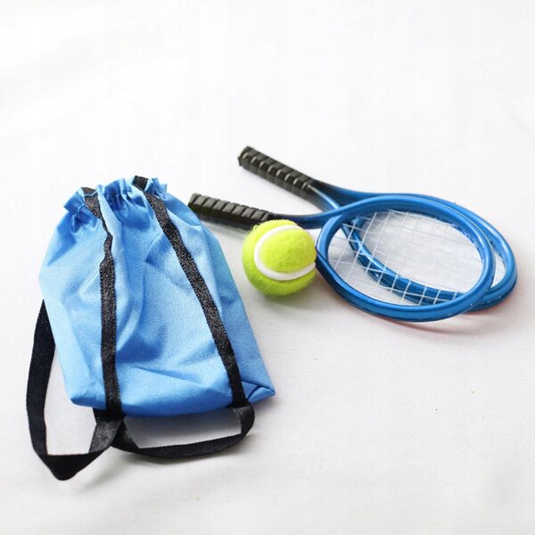 1:12 Miniatur-Tennisset mit Schläger und Bällen für Puppendomänen