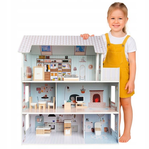 Puppenhaus aus Holz 70 cm mit Möbeln – kreativer Spaß für Kinder