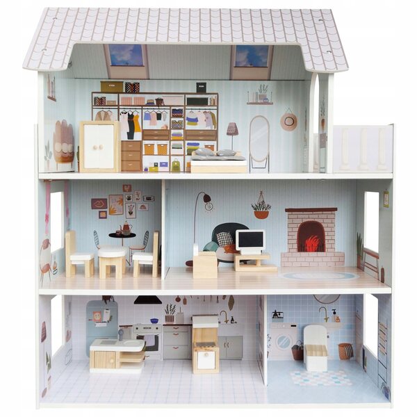 Puppenhaus aus Holz 70 cm mit Möbeln – kreativer Spaß für Kinder