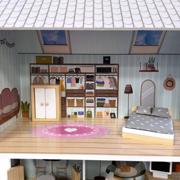 Puppenhaus aus Holz 70 cm mit Möbeln – kreativer Spaß für Kinder