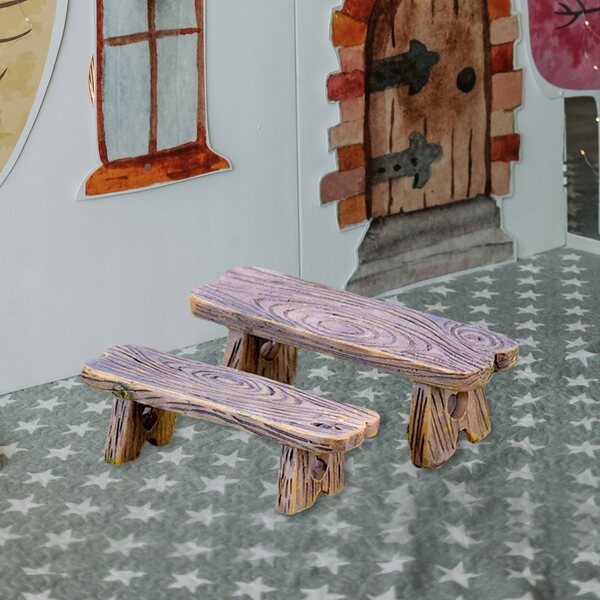 Poppenhuis miniatuur houten bankjes 1:12, set van 2