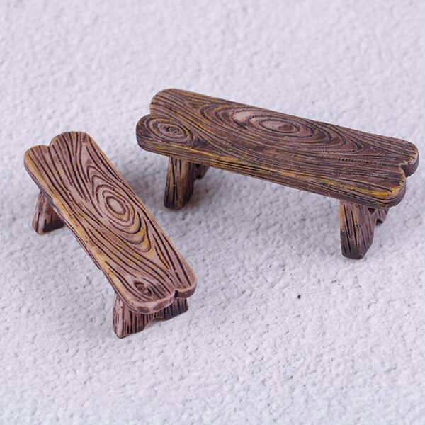 Poppenhuis miniatuur houten bankjes 1:12, set van 2