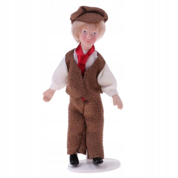 Miniatura porcellana bambino 1:12 per casa delle bambole con abiti e supporto